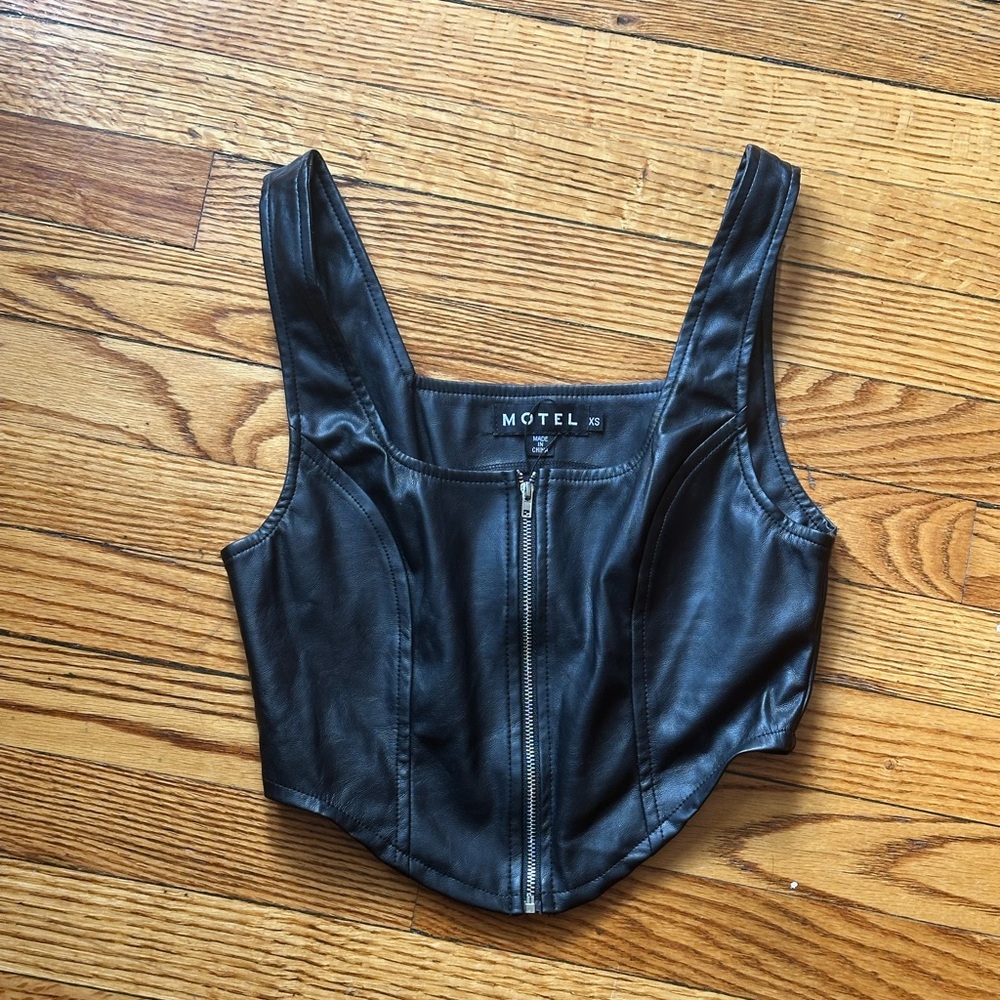 SOLD - Motel Rocks Black Leather Corset
